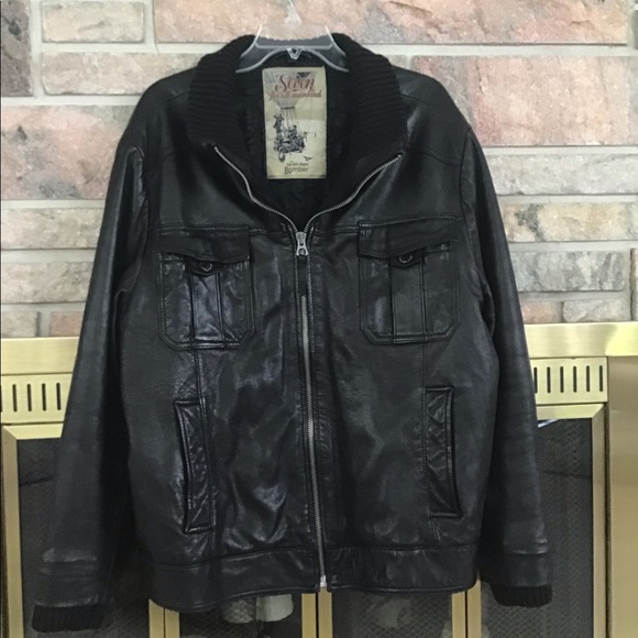 Black Leather Bomber Jacket - Picture 1 of 5